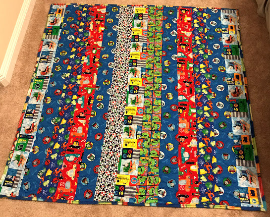 vertical strip quilt for boy