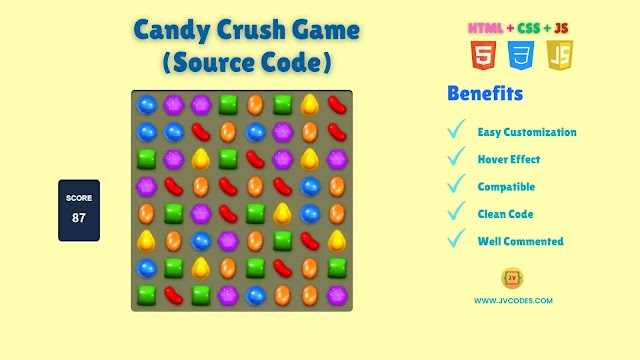 Candy Crush Game Using HTML, CSS, and JavaScript (Free Source Code)