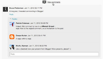 Blogger Introduces Threaded Comments