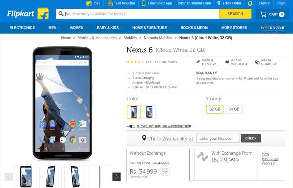 Motorola Nexus 6 costs cut in India