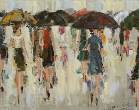 kathryntrotterart.com, kathryn trotter umbrella ladies, fashion inspired paintings,