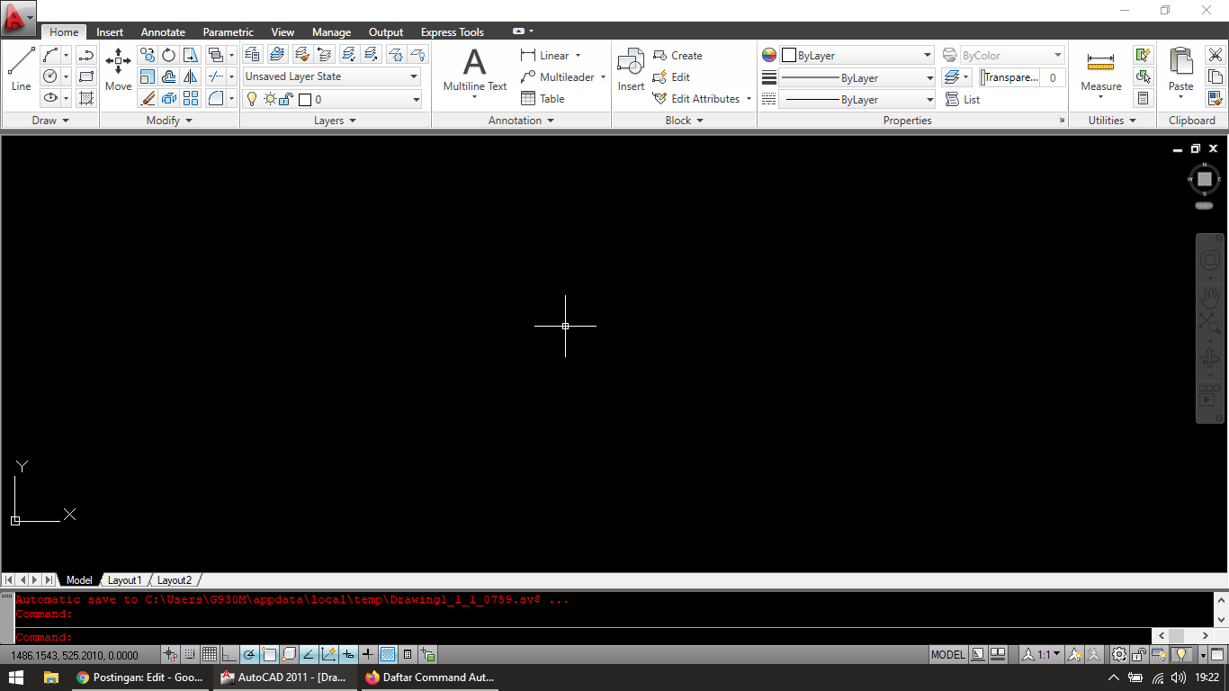 Tampilan Default Autocad 2011