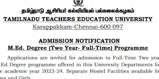 ADMISSION NOTIFICATION M.Ed. Degree (Two Year- Full-Time) Programme - PDF