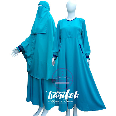 Baju Gamis Syar'i Wolfis Biru Tosca Tsaqifah