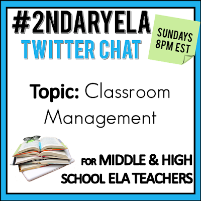 Join secondary English Language Arts teachers Sunday evenings at 8 pm EST on Twitter. This week's chat will be about classroom management.