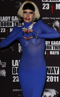Lady GaGa Stylish In Blue Dress-5