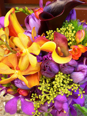 Imogen's Bridal bouquet a wild purple and green asymmetrical cascade 