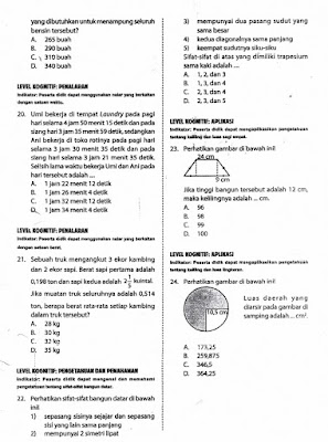Contoh 4 Kisi-Kisi Soal Matematika Kelas 6 SD / MI Ujian Nasional Semester Genap Terbaru