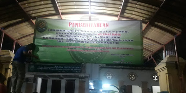 Akibat Virus Corona, PN Surabaya Batasi Pengunjung Sidang