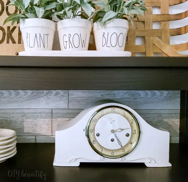 white painted mantle clock