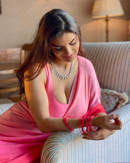 Anveshi Jain hot pink saree