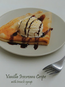 Vanilla Icecream crepe with treacle syrup