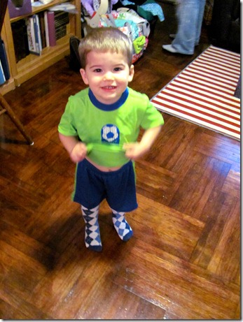 Soccer  shorts with argyle church socks