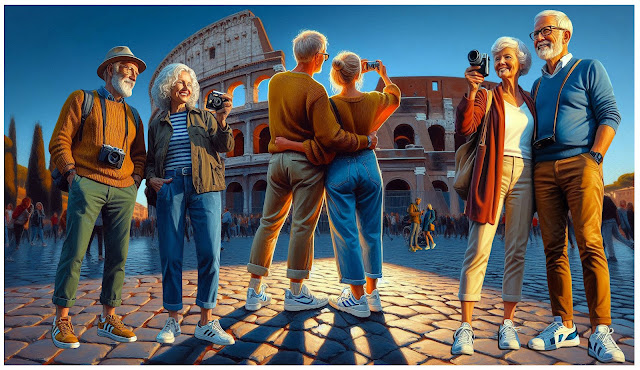 «Kveldsmaleri» fra Colosseum i Roma. Laget ved hjelp av KI og PhotoShop.