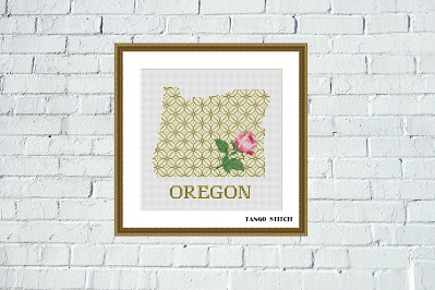 Oregon state map cross stitch pattern