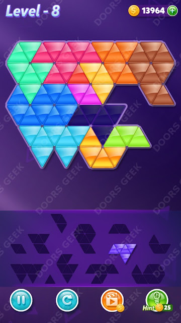Block! Triangle Puzzle Champion Level 8 Solution, Cheats, Walkthrough for Android, iPhone, iPad and iPod