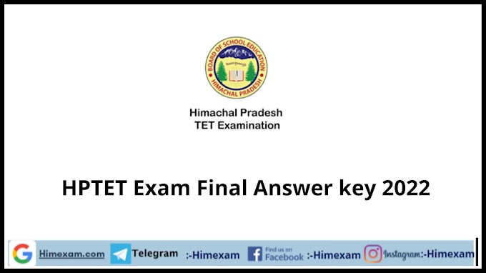  HPTET Exam Final Answer key 2022