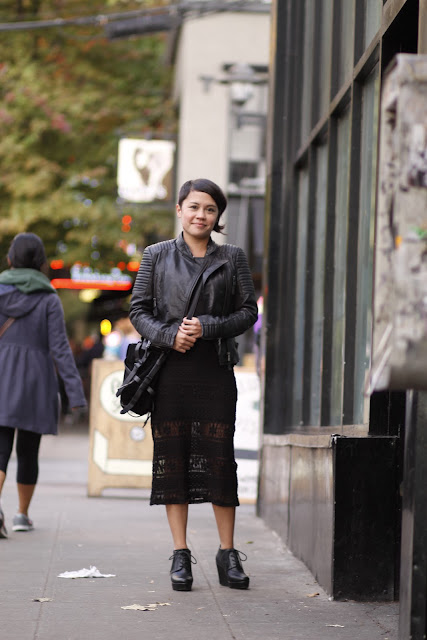 Amanda Crutchley Asymmetrical hair lace dress seattle street style fashion