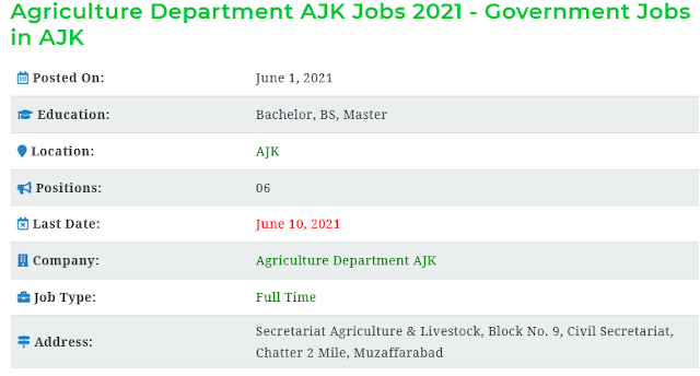 Agriculture Department AJK Jobs 2021 – Government Jobs in AJK