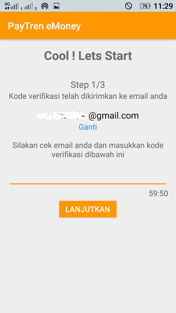 cara daftar paytren - masukkan kode verifikasi di email Anda