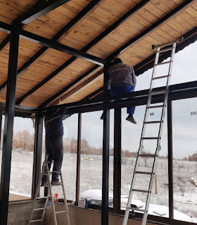 Fitting the beams in place