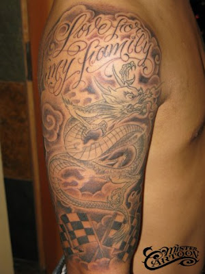 HERE IS A REMIX TATTOO I DID A WHILE BACK HE ALREADY HAD THE DRAGON AND