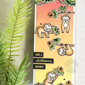 Sunny Studio Stamps: Silly Sloths Tropical Scenes Birthday Card by Candice Fisher