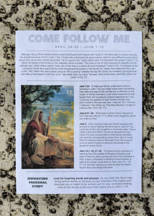 Come Follow Me Bible Study Printable John 7-10