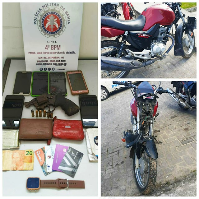  Policiais do Quarto Batalhão apreendem arma de fogo, motocicleta roubada e dois homens em flagrante 