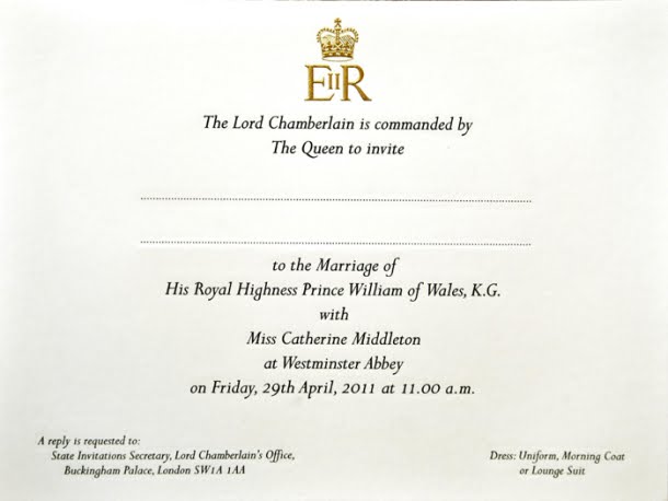 royal wedding invitation william. prince william wedding invite.