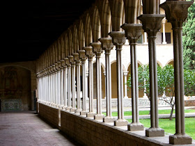 Gothic cloister of Pedralbes Monastery in Barcelona