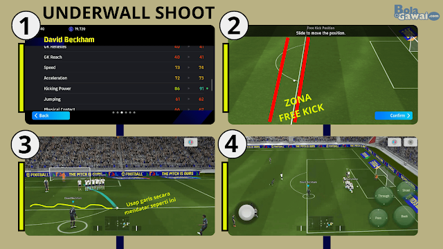 Trik Free Kick eFootball Mobile: Underwall Shoot