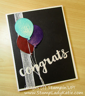 Balloon Card made with Stampinup's Balloon Bouquet Punch by StampLadyKatie. The balloons were clear embossed