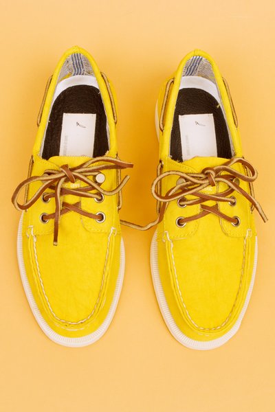 Sperry  Shoes on Of Outsiders Sperry Topsiders 3 Eye Boat Shoe In Yellow Canvas Ss11