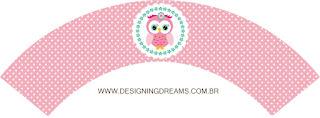 Pink Owl Quinceanera  Free Printable Wrappers Cupcake.