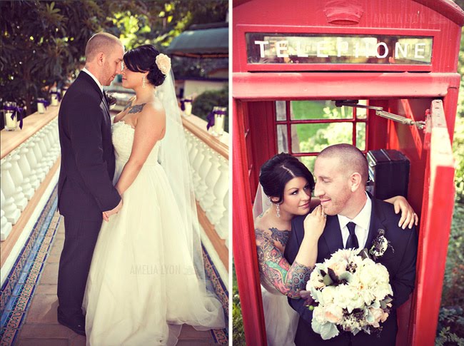 wedding couple telephone booth