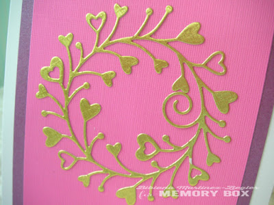 A CAS valentine's Wreath card detail