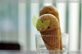 Helado de dulce de leche y naranja (artesano)