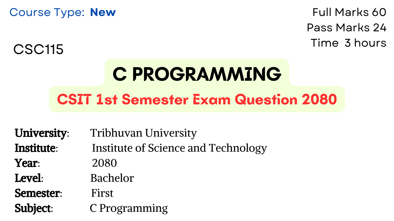 C Programming: CSIT 1st Semester Exam Question 2080