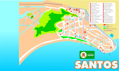 Mapa da orla de Santos - SP
