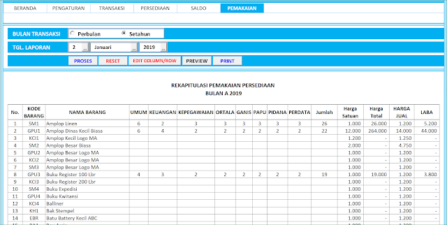 Aplikasi Excel Laporan Stock Persediaan Versi 4