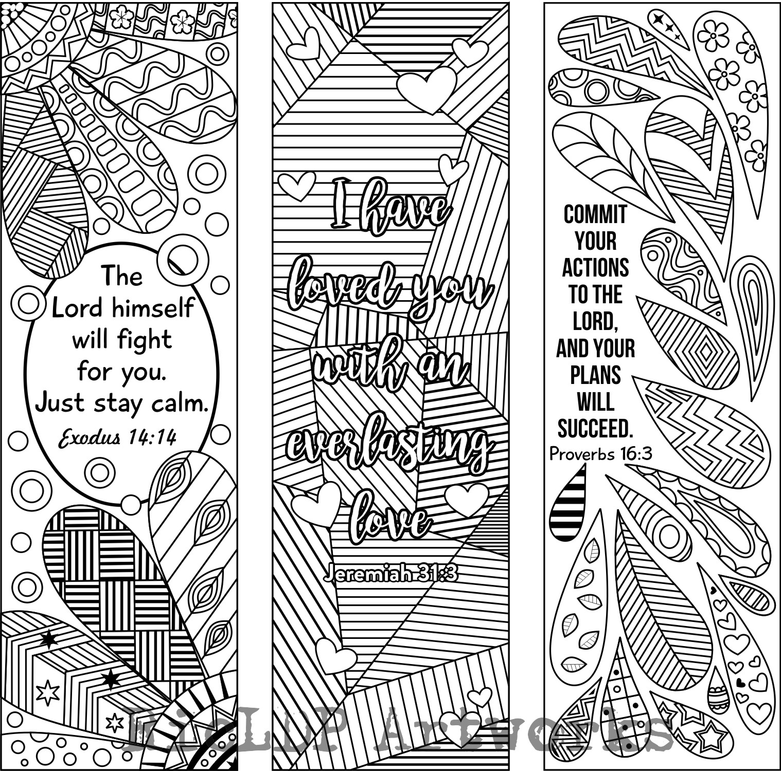 Download RicLDP Artworks: Six Bible Verse Coloring Bookmarks