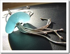 Sea Creature bright aqua sea glass and sterling silver necklace