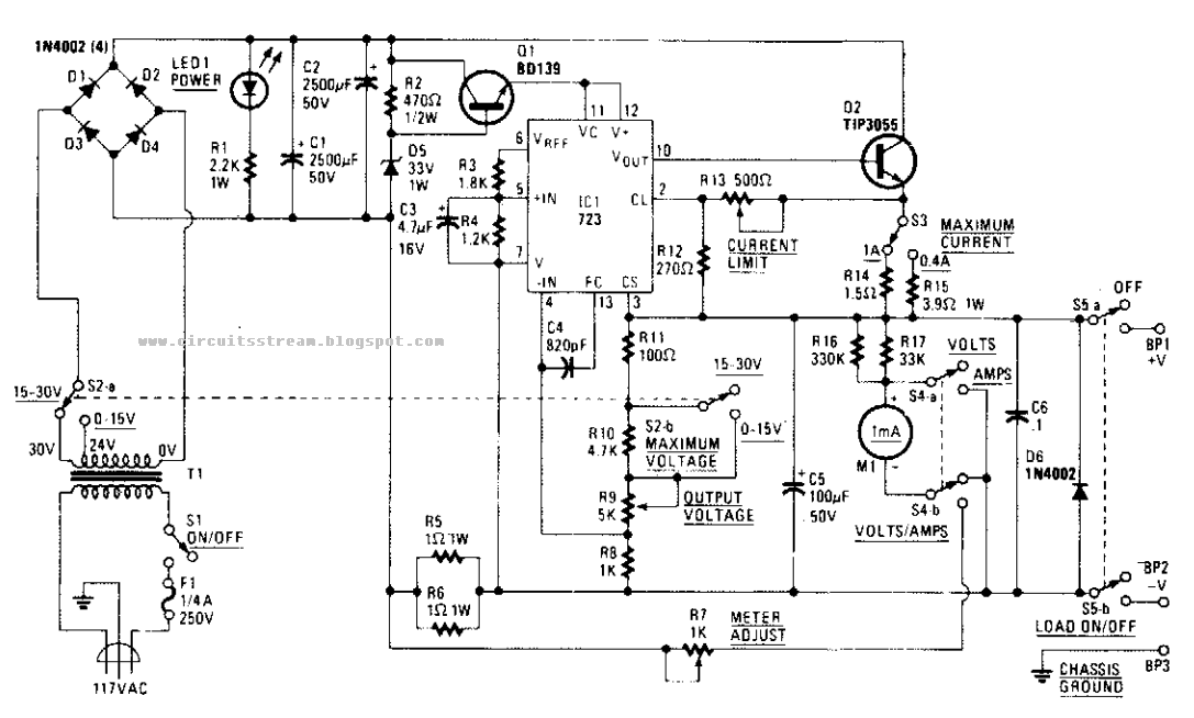 Top Bench Power supply Circuit Diagram  Electronic Circuit Diagrams 