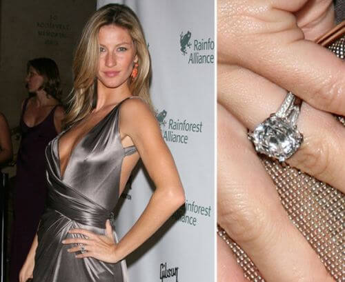 Anel noivado diamantes solitário da Gisele Bundchen