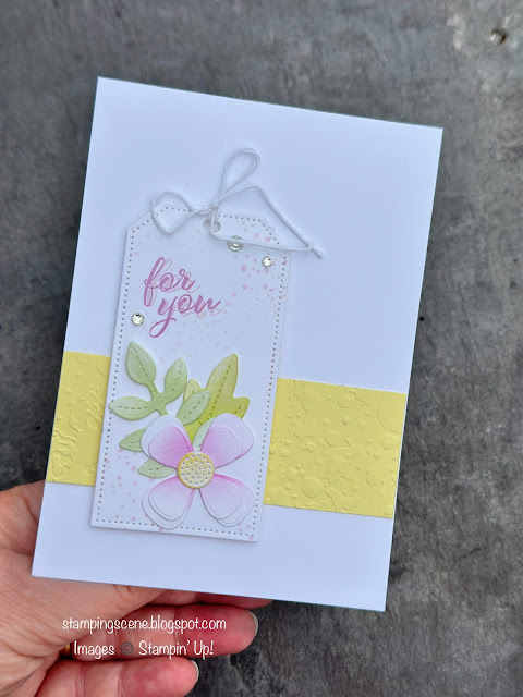 card made using paper florist stampin up dies and tag dies