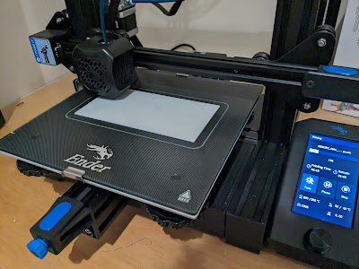 Ender 3D printer in the middle of a print session.