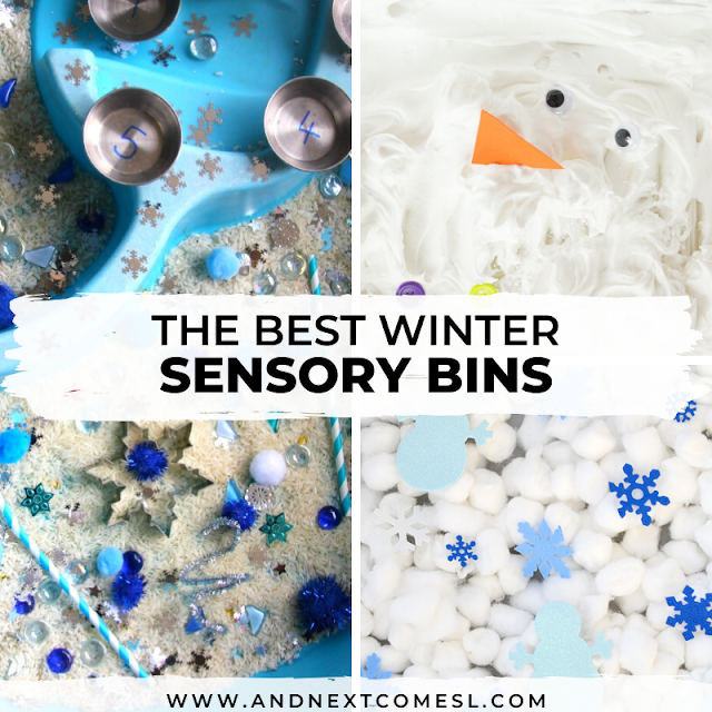 Winter sensory bin for kids