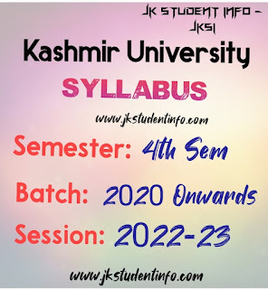 Kashmir University Syllabus For BG 4th Sem Batch 2020 - Download