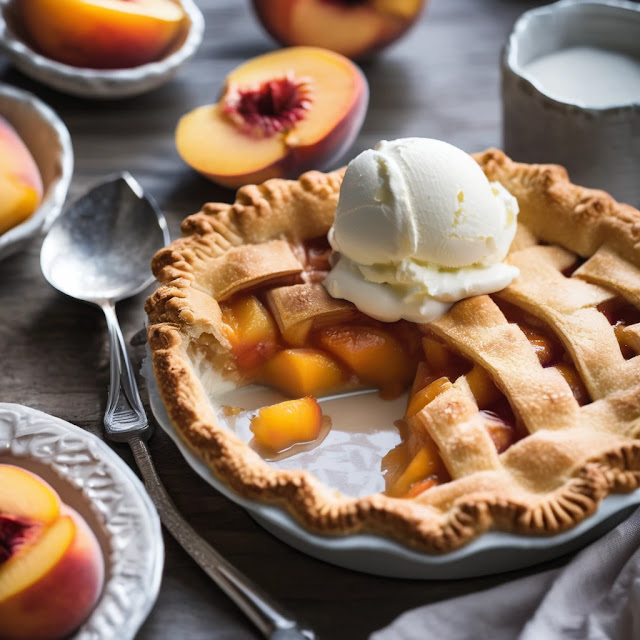 Lemony Cinnamon Peach Pies with Vanilla Ice Cream: A Delightful Summer Dessert